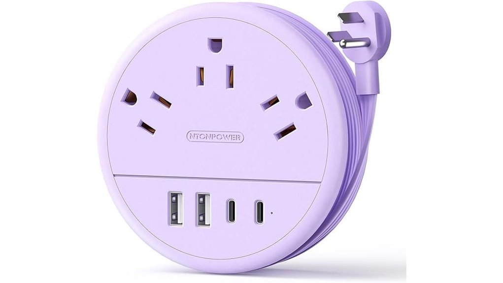 Compact Travel Power Strips (More Outlets) Power Your Trips 14 purple 3 outlet 4ft usb
