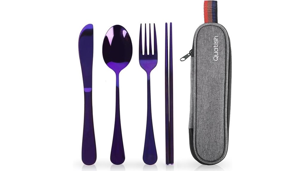 Best Reusable Cutlery Kits for Airport Security No Sharp Edge 5 purple portable stainless cutlery