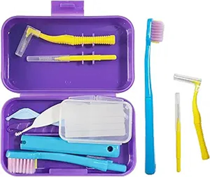 Travel-Friendly Dental Kits With Floss, Picks, and Case 13 purple six in one orthodontic kit
