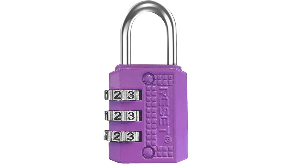 purple tiny 3 digit padlock