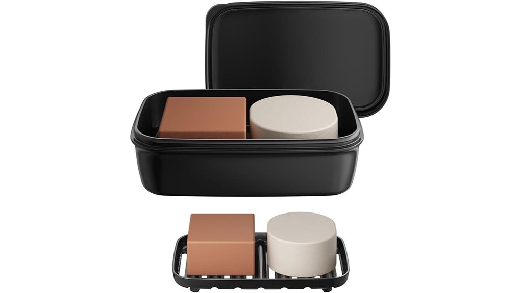 Top Travel Dish Soap Cases With Solid Soap + Drain Tray 4 quatish leak proof soap dish