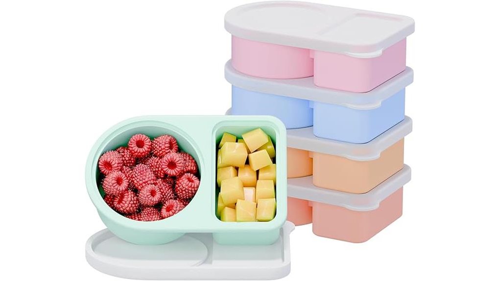rainbow 2 compartment silicone snack