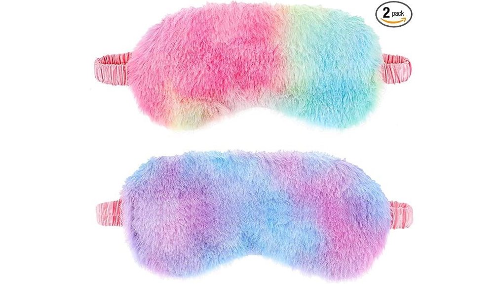 Soft, Adjustable Kids Sleep Masks for Flights Parents Need 12 rainbow faux fur sleep mask