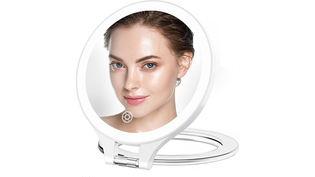 Must-Have Travel Contact Lens Mirrors: Magnify & Light Up 14 rechargeable 10x 3 color mirror