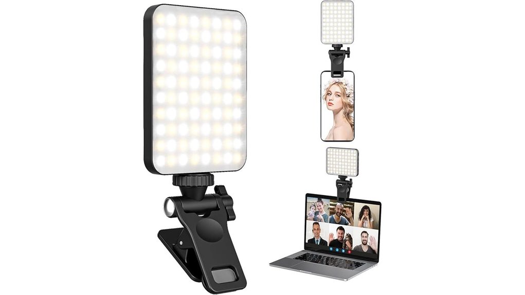 Best Portable Light Panels for Travel Video Calls (Clip-On) 10 rechargeable black selfie light