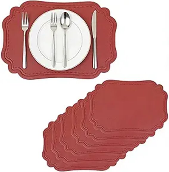 Stylish Placemat Set (Wipeable) That Keeps Dining Spaces Fresh 13 red faux leather placemats