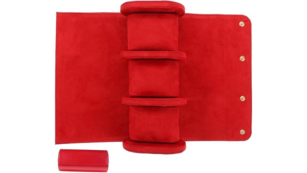 red leather 3 slot organizer