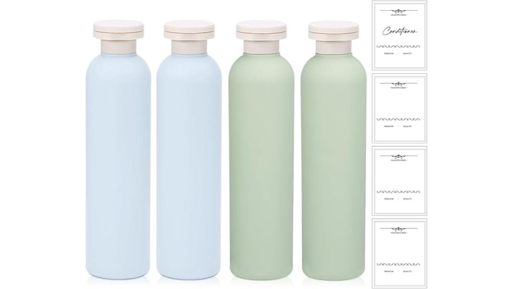 Leakproof Travel Bottles for Thick Liquids (Conditioner-proof) 4 refillable 8 8oz blue green
