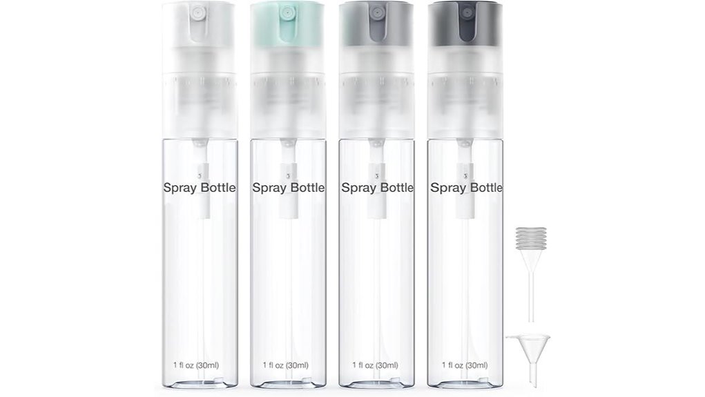 Refillable Atomizers for Body Spray (no accidental misting) 6 refillable leakproof spray bottles