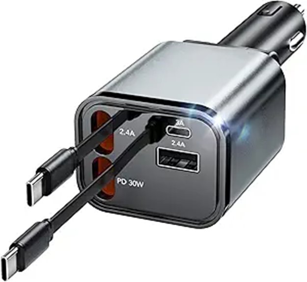 Fast‑Charging USB‑C Car Chargers for Road‑Trip Power 13 retractable 69w usb c charger