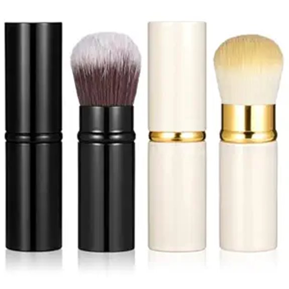 Sunscreen Powder Brushes for Travel Reapply Over Makeup 12 retractable black kabuki brushes