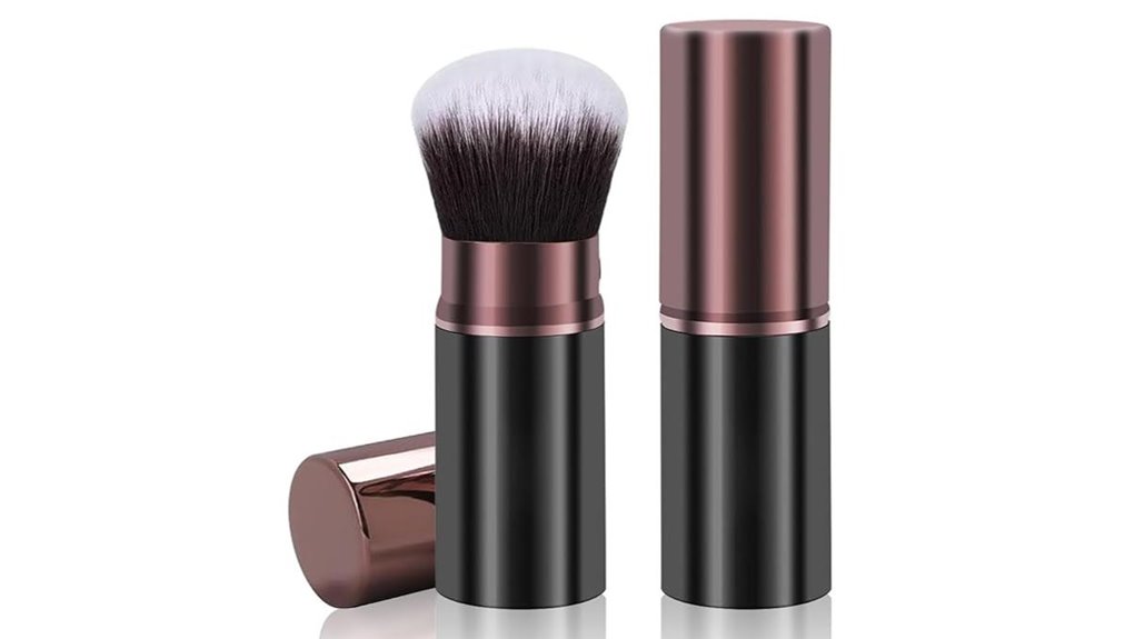 Sunscreen Powder Brushes for Travel Reapply Over Makeup 6 retractable kabuki travel brush