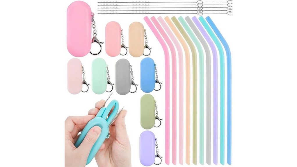 reusable 10 color silicone straws