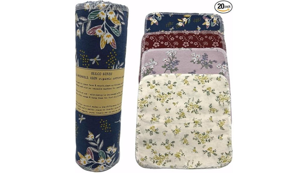Best Reusable Napkin Sets for Travel Picnics, Quick Wash 3 reusable 20 piece cotton 4 color