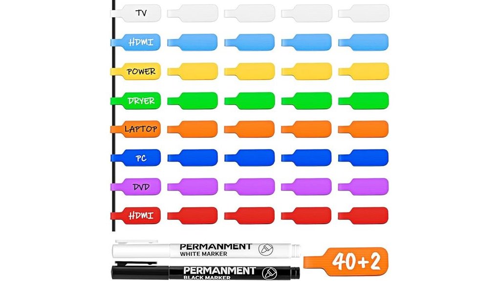 Reusable Cable Labels for Travel Kits (Color-Coded) Stay Tidy 14 reusable 2 color cable labels