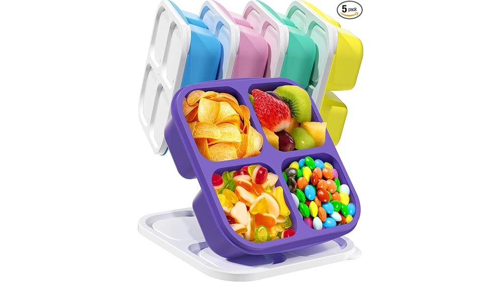 reusable 5 pack 4 compartment bento