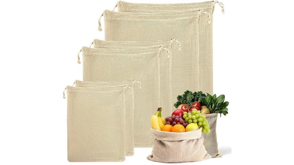 Reusable Produce Bags for Travel Apartments (Light Mesh) 8 reusable 6pack cottonmesh producebags