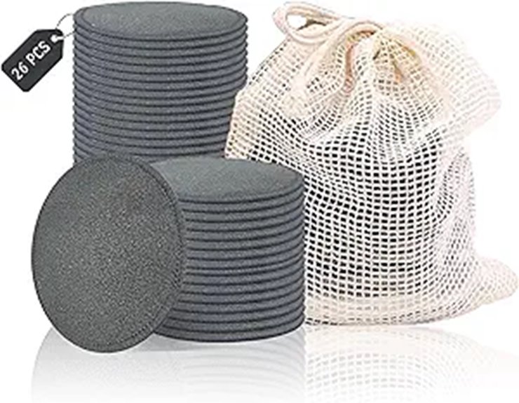 Reusable Cotton Rounds for Travel: Washable Kit That Save Time 12 reusable bamboo charcoal 26 pack