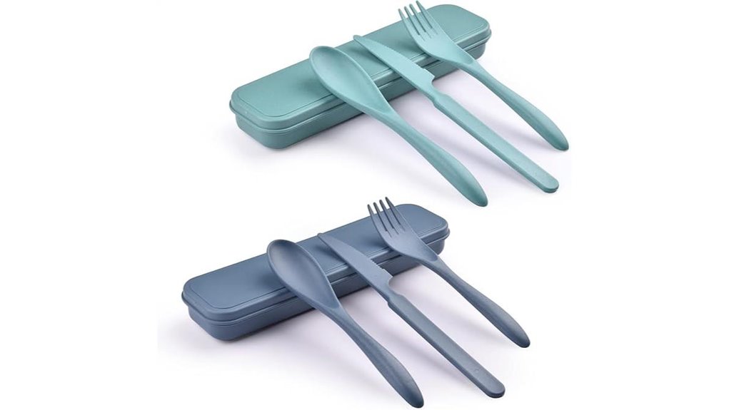 Best Reusable Cutlery Kits for Airport Security No Sharp Edge 6 reusable camping utensil set
