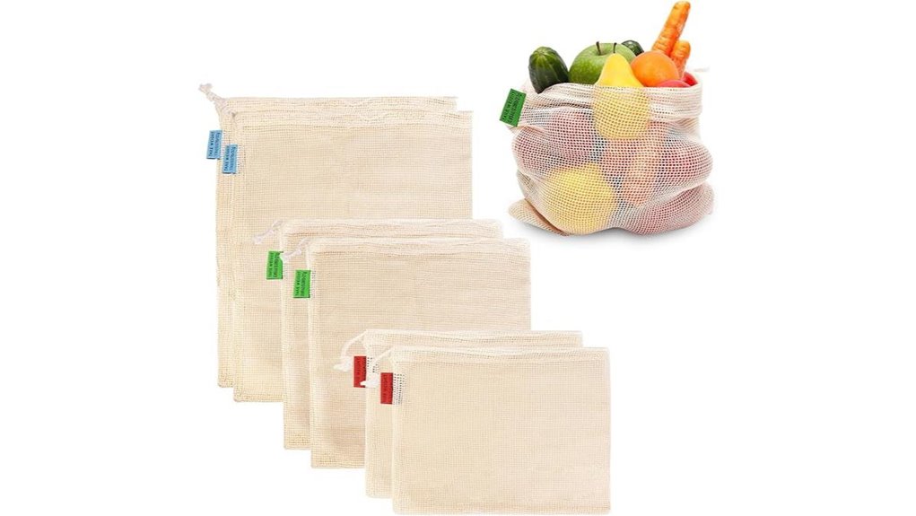 Reusable Produce Bags for Travel Apartments (Light Mesh) 12 reusable cotton mesh bags