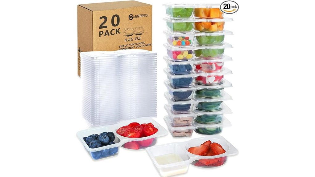 Leak-Proof Reusable Snack Containers to Keep Your Day Tours Fresh 12 reusable double compartment 20 pack containers