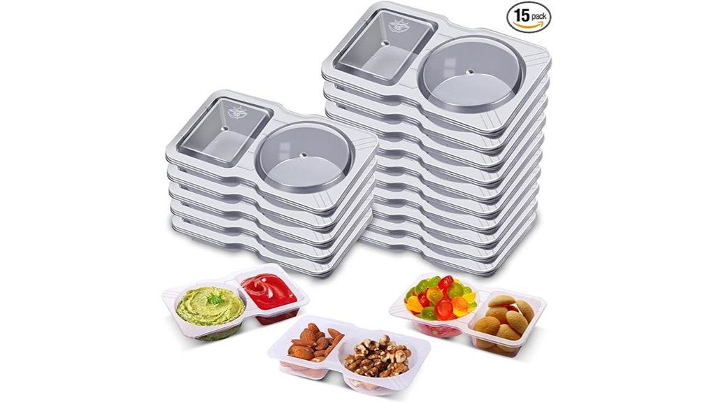 Reusable Snack Containers for Day Trips (Leakproof) Keep Fresh 4 reusable double compartment snack containers