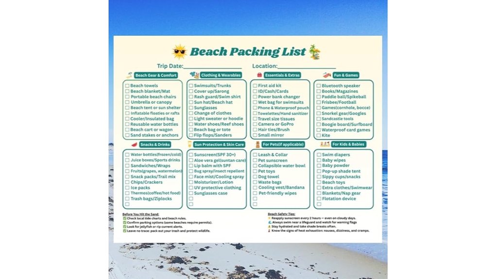 Packing List Cards (Reusable Checklists) That Travelers Love 4 reusable laminated beach essentials