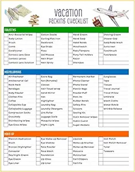 Reusable Luggage Checklists (Laminated Cards) for Travel Prep 1 reusable laminated packing list