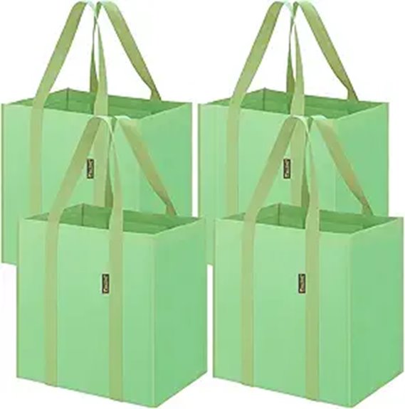 Best Foldable Tote Bags with Reinforced Bottoms (Market Runs) 8 reusable light green bags