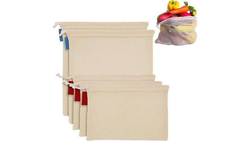Reusable Produce Bags for Travel Apartments (Light Mesh) 9 reusable mesh produce bags
