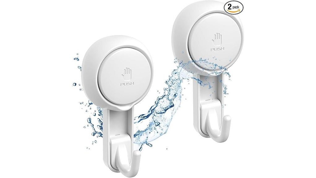 Strong‑Grip Suction Hooks That Stick in Traveler Bathrooms 4 reusable shower hook 2 pack