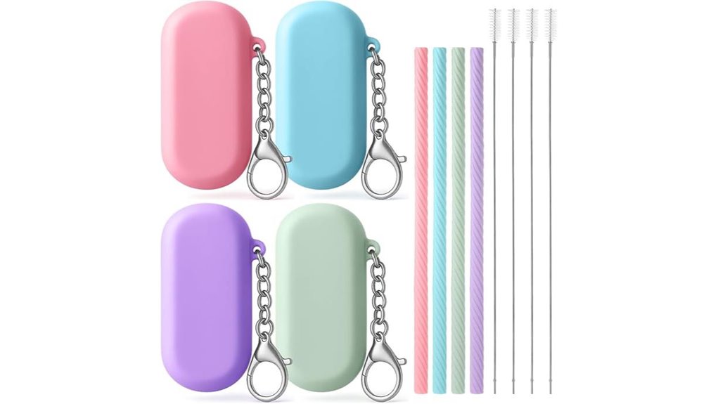 reusable silicone straws 4 color