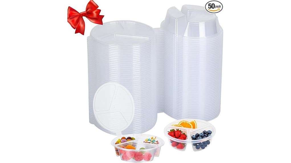 reusable stackable 3 compartment containers