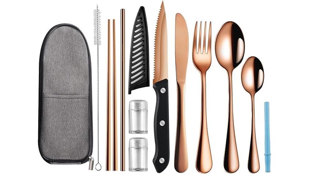 Durable & Light Travel Utensil Sets for Picnic Perfection 8 reusable stainless travel cutlery