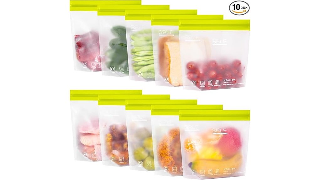Clear Quart-Size Bags That Don't Split – Thick Seams 2 reusable ten pack leakproof quart