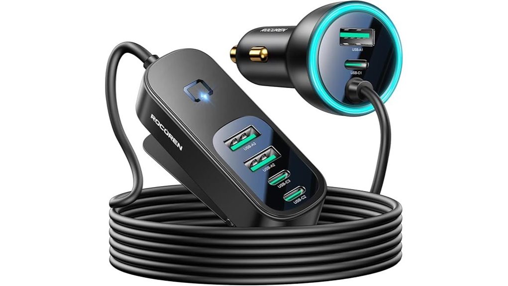 Fast‑Charging USB‑C Car Chargers for Road‑Trip Power 2 rocoren six port 105w charger