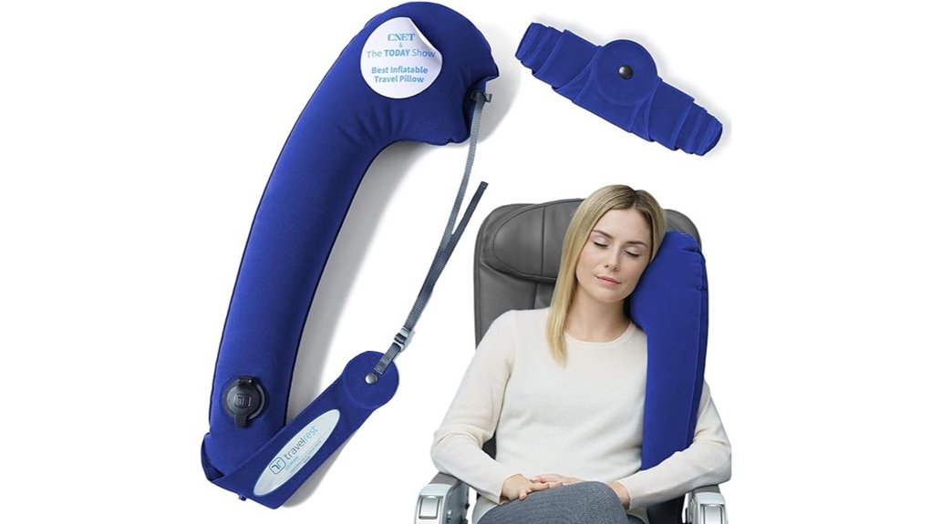 roll up blue travel pillow