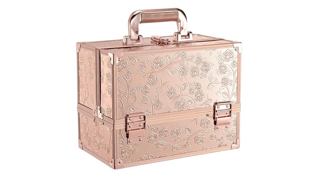 Top Spillproof Travel Makeup Palettes (Hard Cases) That No Leak 11 rose gold 3 tray organizer