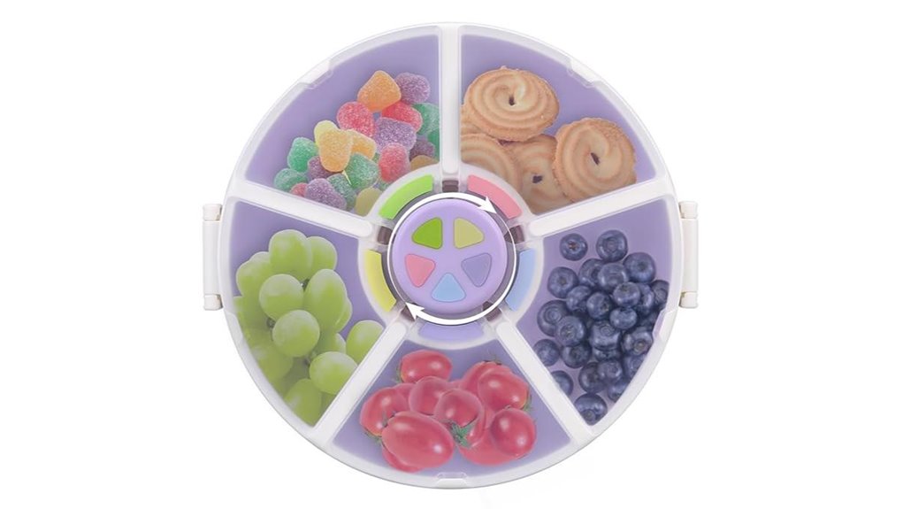 rotating 5 compartment snack container