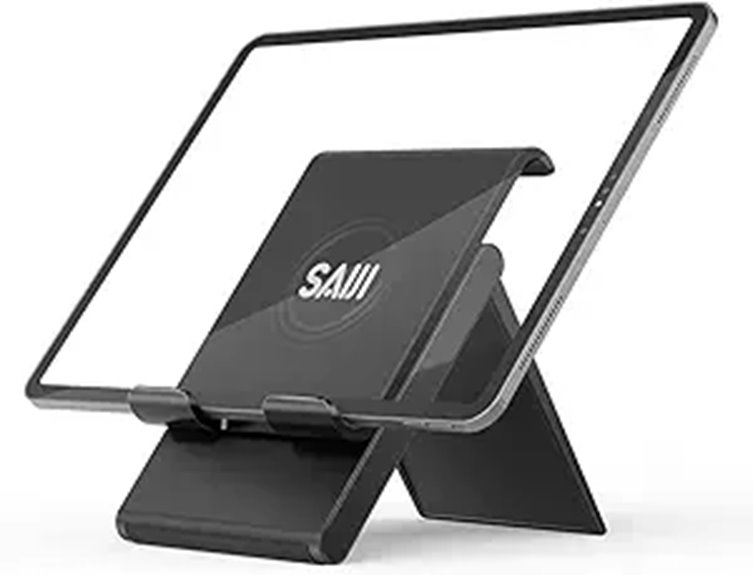 Foldable Tablet Stand (Tray-Table Friendly) for Work & Travel 12 saiji adjustable multi device stand