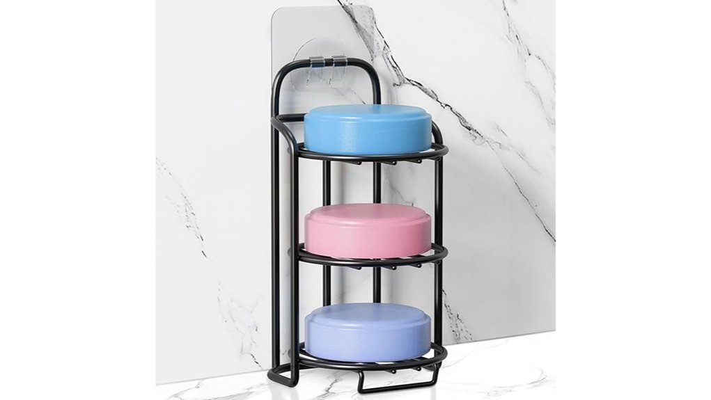Shampoo Bar Holders with Drainage – No More Mushy Bars 1 self adhesive freestanding 3 tier soap