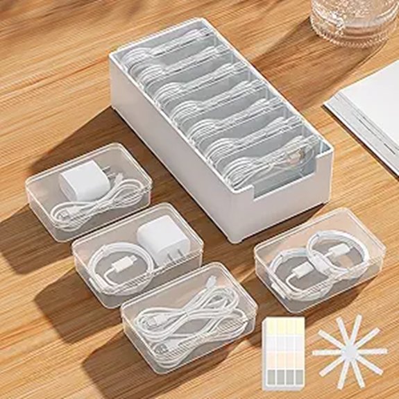 Compact Cable Organizers with Labeled Slots (No Tangles) 1 seven case cable storage box