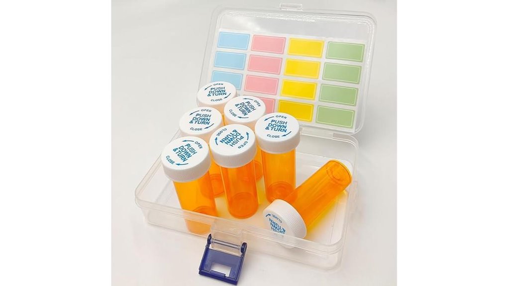 Best Small, Labeled, Durable Travel Pill Bottles You Need 11 seven compartment child proof labels