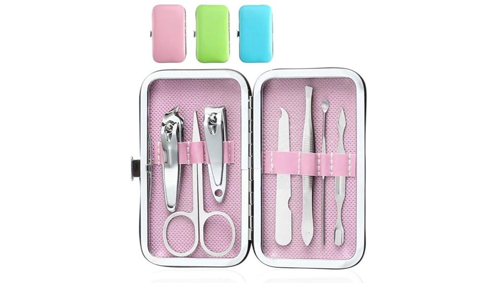 Travel Nail Kits With TSA‑Friendly Capped Tools That Fly Easy 7 seven piece stainless nail case