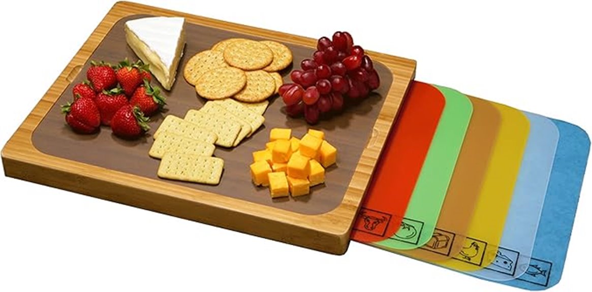 Best Cutting Board Set (Color-Coded) for Kitchen Organization 9 seville bamboo cutting board tray