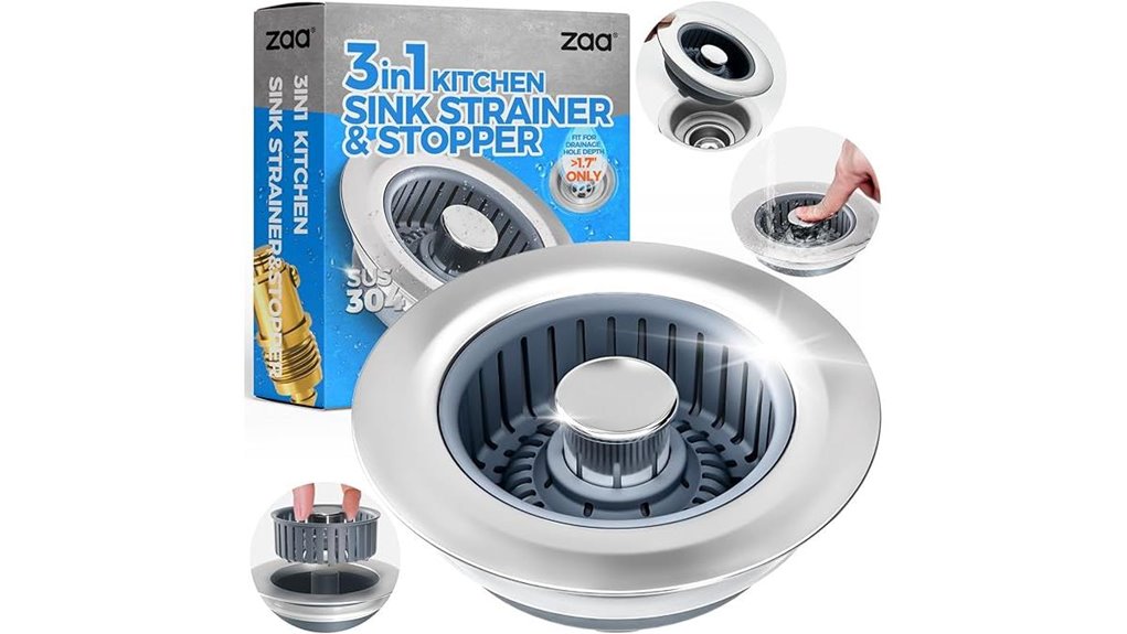Best Sink Strainer Baskets That Clean Without the Fuss 5 silver 3 in 1 drain basket