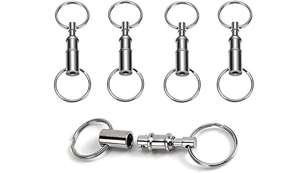 silver 4 pack quick release keychains