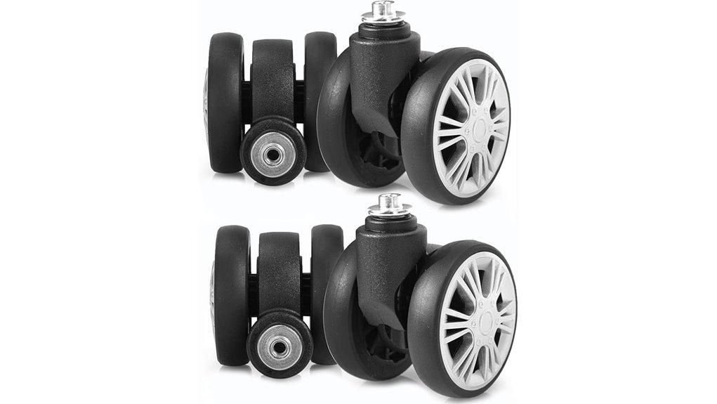 Replacement Luggage Wheels To Keep Your Bags Rolling 11 silver four piece luggage wheels