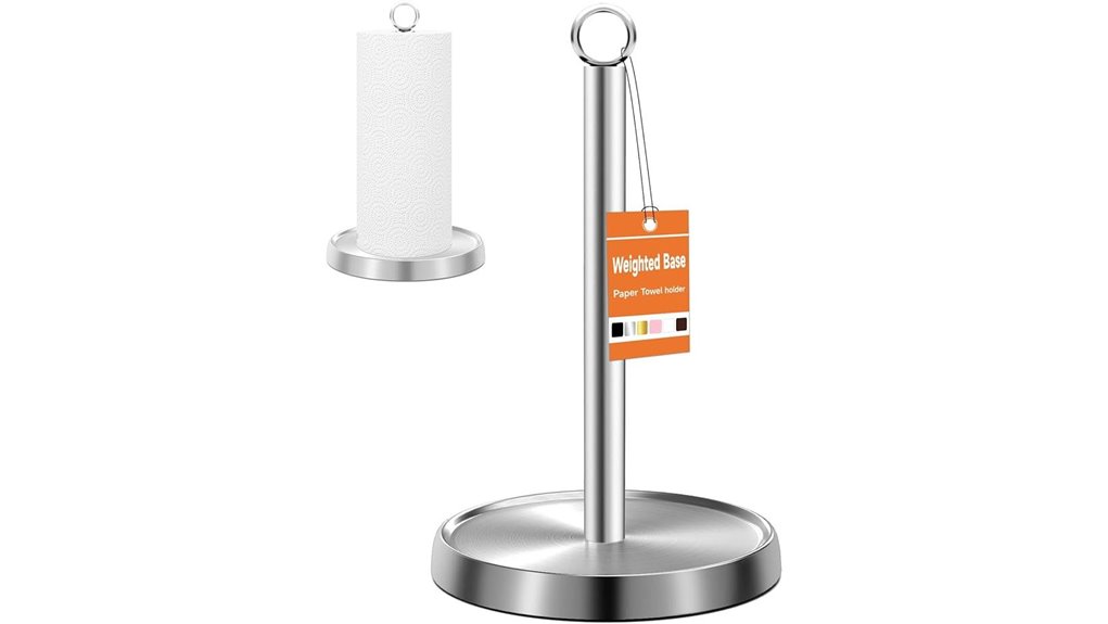 Must‑Have Paper towel holder (weighted) That Keeps Sheets Dry 3 silver weighted stainless holder