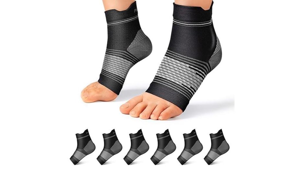 six black plantar socks